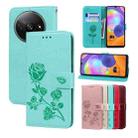 For Xiaomi Redmi A3 Rose Embossed Flip PU Leather Phone Case(Green) - 1
