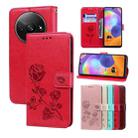 For Xiaomi Redmi A3 Rose Embossed Flip PU Leather Phone Case(Red) - 1