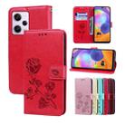 For Xiaomi Redmi Note 12 Pro 5G Global Rose Embossed Flip PU Leather Phone Case(Red) - 1