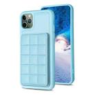 For iPhone 11 Pro Max Grid Card Slot Holder Phone Case(Blue) - 1