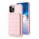 For iPhone 12 / 12 Pro Grid Card Slot Holder Phone Case(Pink) - 1