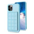 For iPhone 12 Pro Max Grid Card Slot Holder Phone Case(Blue) - 1