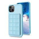 For iPhone 14 Plus Grid Card Slot Holder Phone Case(Blue) - 1