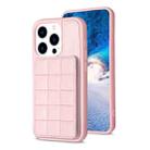 For iPhone 14 Pro Max Grid Card Slot Holder Phone Case(Pink) - 1