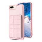 For iPhone 8 Plus / 7 Plus Grid Card Slot Holder Phone Case(Pink) - 1