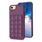 For iPhone SE 2022 / SE 2020 / 8 / 7 Grid Card Slot Holder Phone Case(Dark Purple) - 1