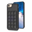 For iPhone SE 2022 / SE 2020 / 8 / 7 Grid Card Slot Holder Phone Case(Black) - 1