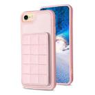For iPhone SE 2022 / SE 2020 / 8 / 7 Grid Card Slot Holder Phone Case(Pink) - 1