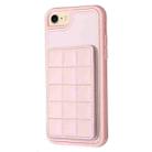 For iPhone SE 2022 / SE 2020 / 8 / 7 Grid Card Slot Holder Phone Case(Pink) - 2