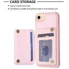 For iPhone SE 2022 / SE 2020 / 8 / 7 Grid Card Slot Holder Phone Case(Pink) - 4