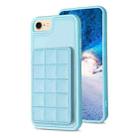 For iPhone SE 2022 / SE 2020 / 8 / 7 Grid Card Slot Holder Phone Case(Blue) - 1