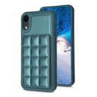 For iPhone XR Grid Card Slot Holder Phone Case(Green) - 1