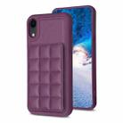 For iPhone XR Grid Card Slot Holder Phone Case(Dark Purple) - 1