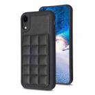 For iPhone XR Grid Card Slot Holder Phone Case(Black) - 1