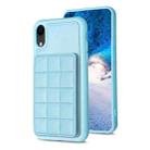 For iPhone XR Grid Card Slot Holder Phone Case(Blue) - 1