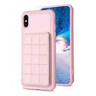 For iPhone XS Max Grid Card Slot Holder Phone Case(Pink) - 1
