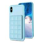 For iPhone XS Max Grid Card Slot Holder Phone Case(Blue) - 1