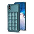 For iPhone XS / X Grid Card Slot Holder Phone Case(Green) - 1