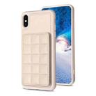 For iPhone XS / X Grid Card Slot Holder Phone Case(Beige) - 1