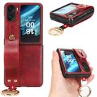 For OPPO Find N2 Flip Wristband Leather Back Phone Case(Red) - 1