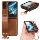 For OPPO Find N2 Flip Wristband Leather Back Phone Case(Brown) - 1