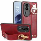 For OPPO Reno10 5G Wristband Leather Back Phone Case(Red) - 1