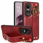 For OPPO Reno10 /10 Pro 5G Global Wristband Leather Back Phone Case(Red) - 1