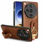 For OPPO Find X7 Ultra Wristband Leather Back Phone Case(Brown) - 1