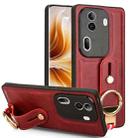 For OPPO Reno11 Pro Wristband Leather Back Phone Case(Red) - 1