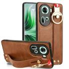 For OPPO Reno11 5G Global Wristband Leather Back Phone Case(Brown) - 1
