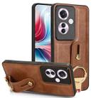 For OPPO Reno11 F / F25 Pro Wristband Leather Back Phone Case(Brown) - 1