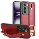 For OPPO Reno12 5G Global Wristband Leather Back Phone Case(Red) - 1