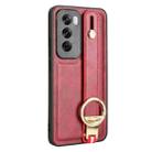 For OPPO Reno12 5G Global Wristband Leather Back Phone Case(Red) - 3