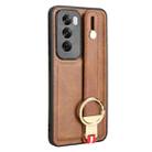 For OPPO Reno12 5G Global Wristband Leather Back Phone Case(Brown) - 3