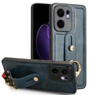 For OPPO Reno13 F 5G Wristband Leather Back Phone Case(Blue) - 1