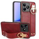 For Realme C53 4G / Narzo N53 Wristband Leather Back Phone Case(Red) - 1