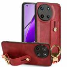 For Realme 11 4G Global Wristband Leather Back Phone Case(Red) - 1