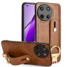 For Realme 11 4G Global Wristband Leather Back Phone Case(Brown) - 1