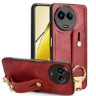 For Realme 11 5G Global Wristband Leather Back Phone Case(Red) - 1