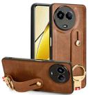 For Realme 11 5G Global Wristband Leather Back Phone Case(Brown) - 1