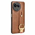 For Realme 11 5G Global Wristband Leather Back Phone Case(Brown) - 3