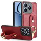 For Realme C63 4G / C61 4G Wristband Leather Back Phone Case(Red) - 1