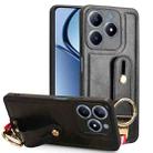 For Realme Narzo N63 4G Wristband Leather Back Phone Case(Black) - 1