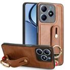 For Realme Narzo N63 4G Wristband Leather Back Phone Case(Brown) - 1