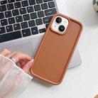 For iPhone 14 Plus Shockproof Frame Frosted TPU Phone Case(Brown) - 1