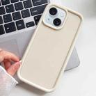 For iPhone 15 Shockproof Frame Frosted TPU Phone Case(Beige) - 1