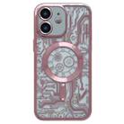 For iPhone 11 Electroplated Circuit Board Pattern MagSafe Phone Case(Pink) - 1