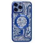 For iPhone 11 Pro Electroplated Circuit Board Pattern MagSafe Phone Case(Dark Blue) - 1