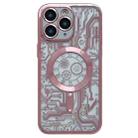 For iPhone 11 Pro Electroplated Circuit Board Pattern MagSafe Phone Case(Pink) - 1