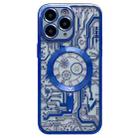 For iPhone 11 Pro Max Electroplated Circuit Board Pattern MagSafe Phone Case(Dark Blue) - 1